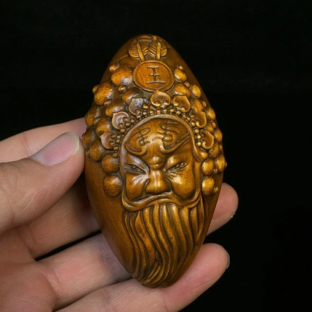 Hand Carved Wood Peking Opera mask Statue Figurine Desktop Ornaments Home Decoration Crafts Tea Pet Decor