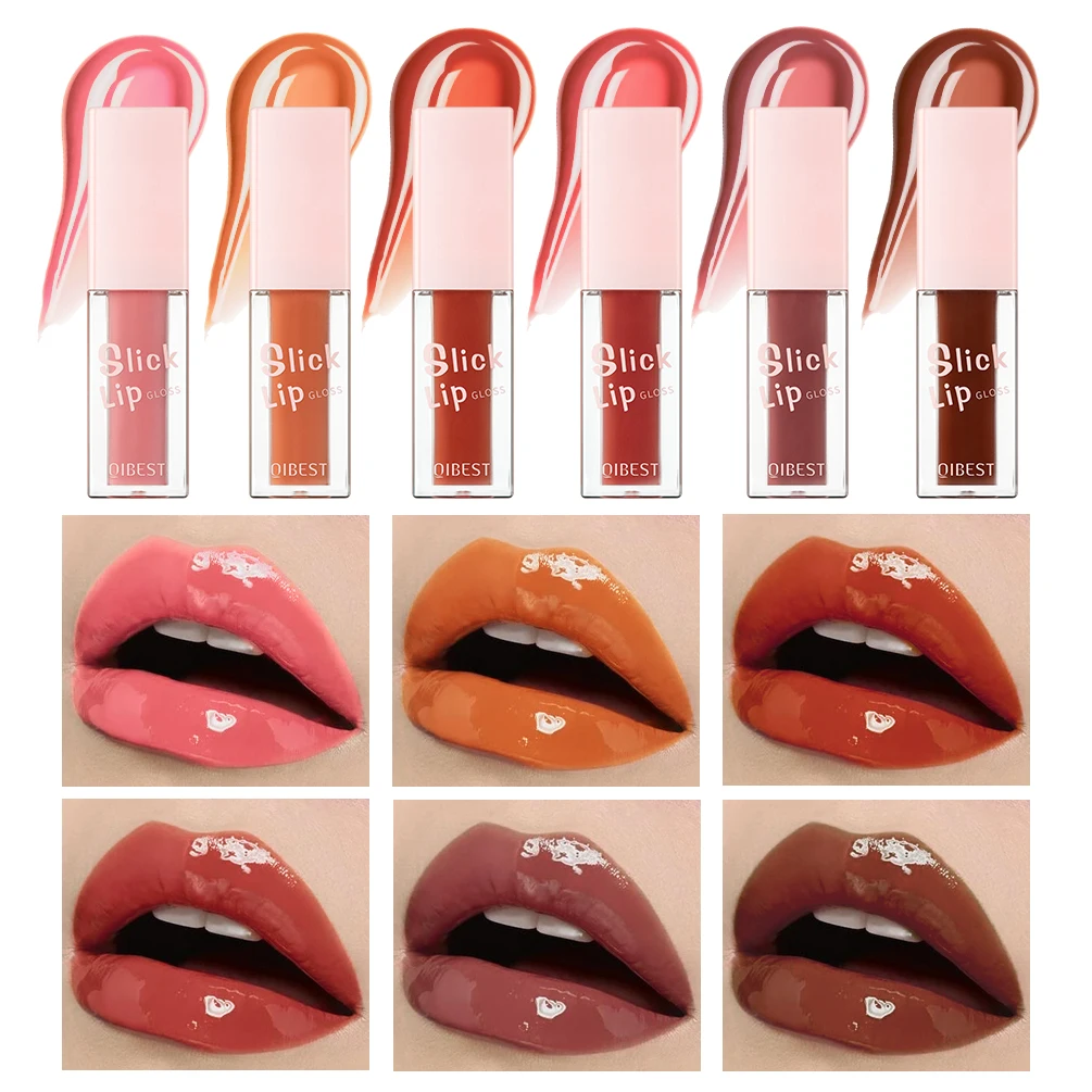 QIBEST Mirror Lipgloss Hydrating Water Glossy Lip Glaze Plumping Moisturizing Jelly Lip Tint Stain Lasting Women Cosmetics