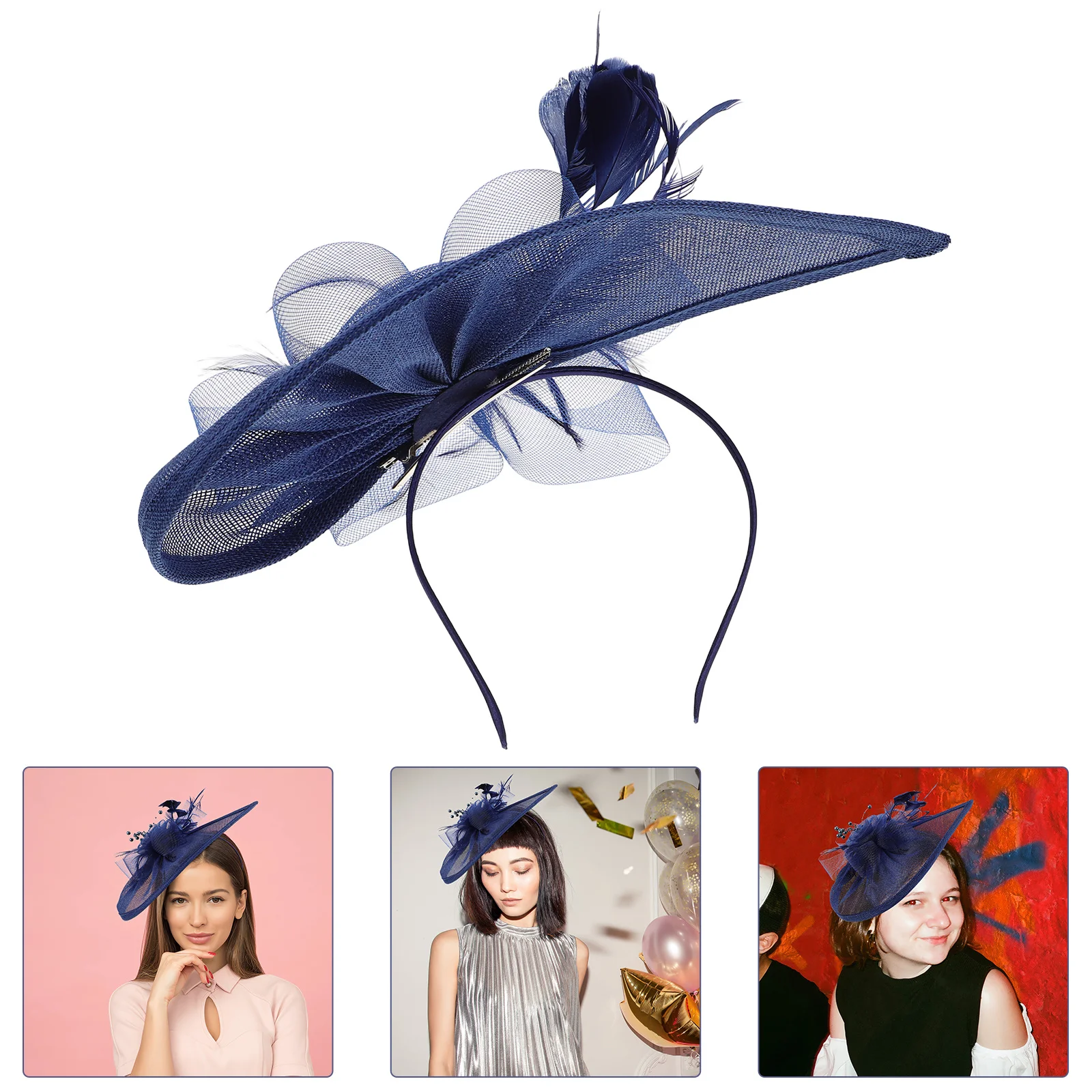 

Elegant Mini Top Hat Headband with Mesh for Women Adjustable Fascinator Wedding Party Cocktail Event Accessory