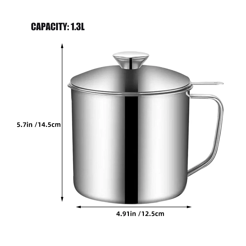 Grease Strainer Container Stainless Steel Kitchen Oil Soup Separator Container Can Oil Filter Pot For Home Kitchen Gadget Supply