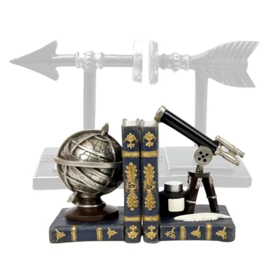 

Decorative Bookends Astronomy Vintage Retro Tellurion Galileo Sky Telescope Globe Armillary Sphere Non Skid Heavy-Duty Book End
