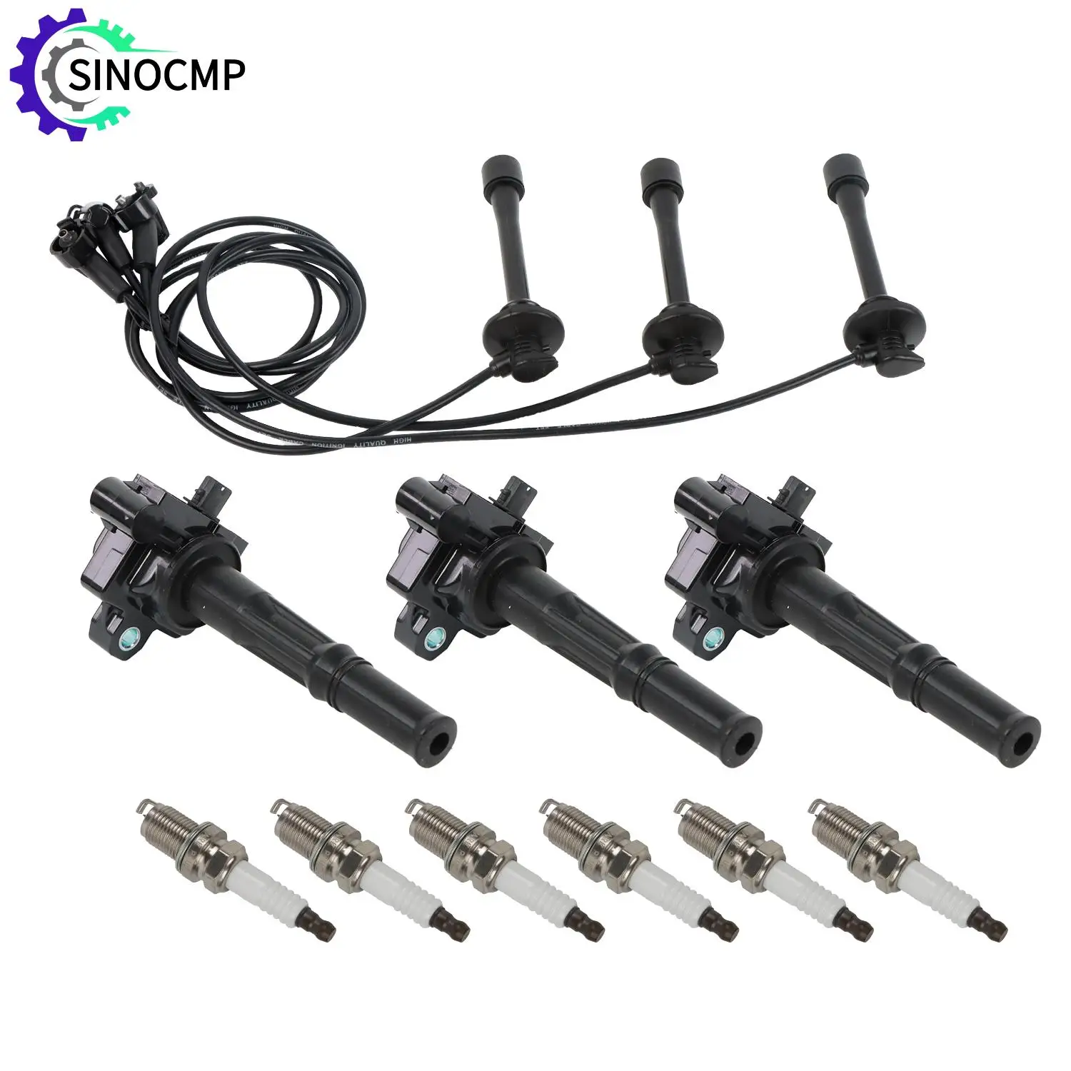 

3pcs Ignition Coils 6pcs Iridium Spark Plugs 3pcs Spark Plug Wires For 95-04 Toyota 4Runner Tacoma Tundra T100 2.7L 3.4L UF156