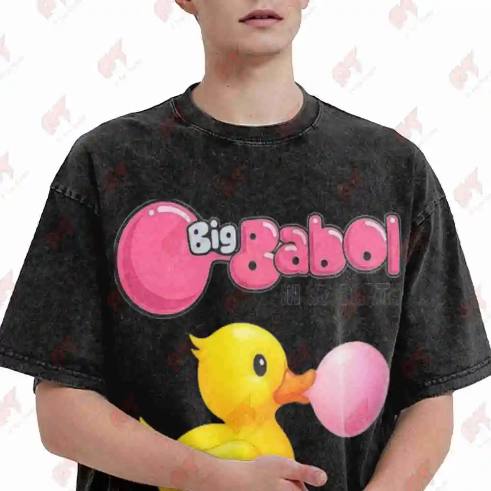 Yellow Rubber Duck Babol Logo Vintage Washed Tee Pure Cotton T-Shirt