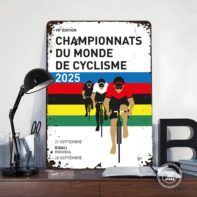 2025 Cycling World Championships Poster Customized Vintage Metal Signs Wall Art Retro Tin Plaque for Gaming Room Decoration Cozy