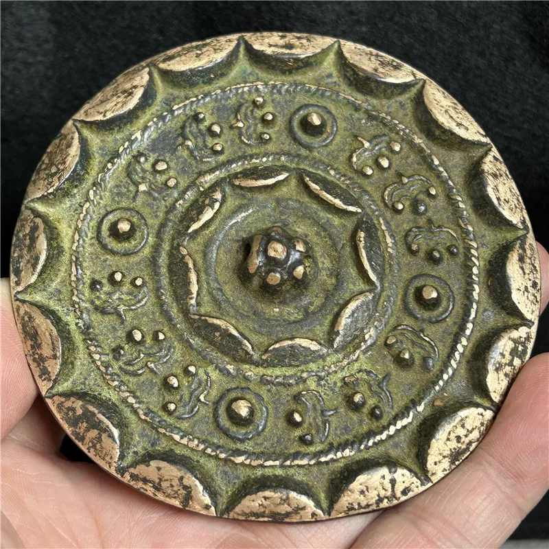 Bronze Crafts, Han Dynasty Exquisite Green Rust and Gilded Bronze Mirror 2203, Rich and Rich