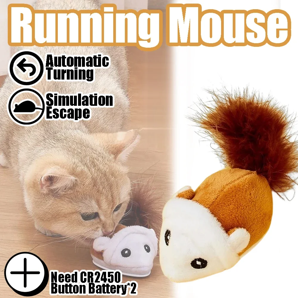 

Smart Running Mouse Cat Toy Automatic Moving Electric Teaser Toys for Cats Interactive Cat Toy Self-Playing Plush Toy Pet Supply