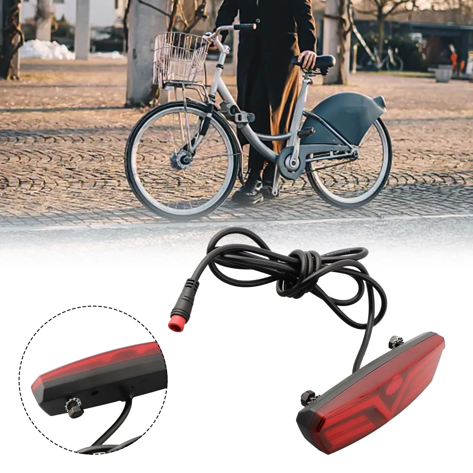 Applicable Voltage E Bike Water Splashing E Bike Electric Bicycle Rear Tail Light IPX Waterproof Level Behind The Rack