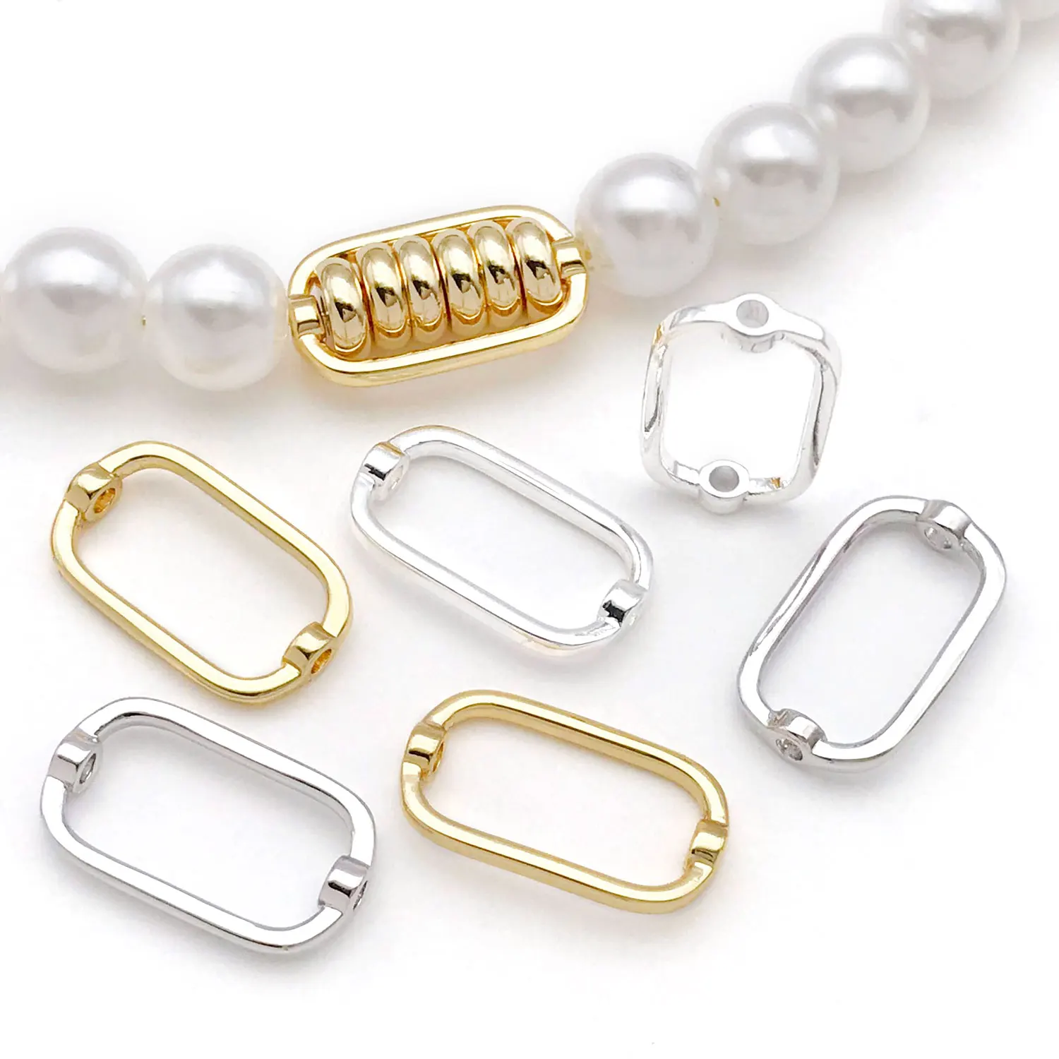 5pcs 18K Real Gold Plated Brass Rectangle Frame Beads Connector For DIY Bracelet Necklace Earring Jewelry Making Accessories