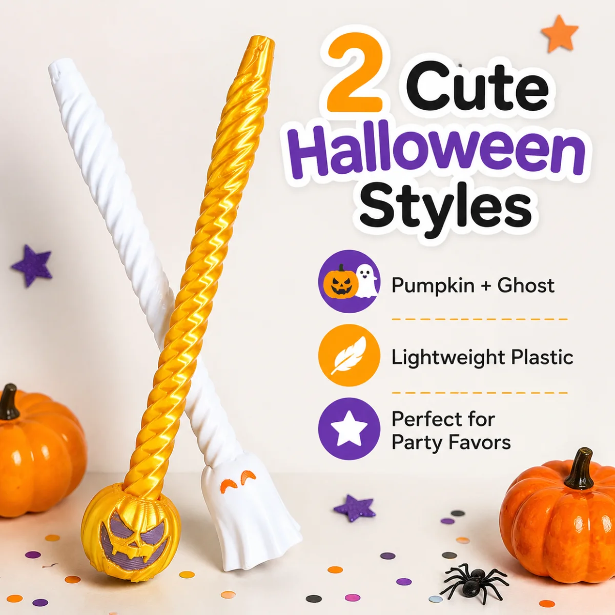  1Pc 0.04cm Pen Core Halloween Twisted Fidget Pen Barrel,3D Printed PLA,Pumpkin & Ghost Dual Styles Anti Anxiety Pen Shell