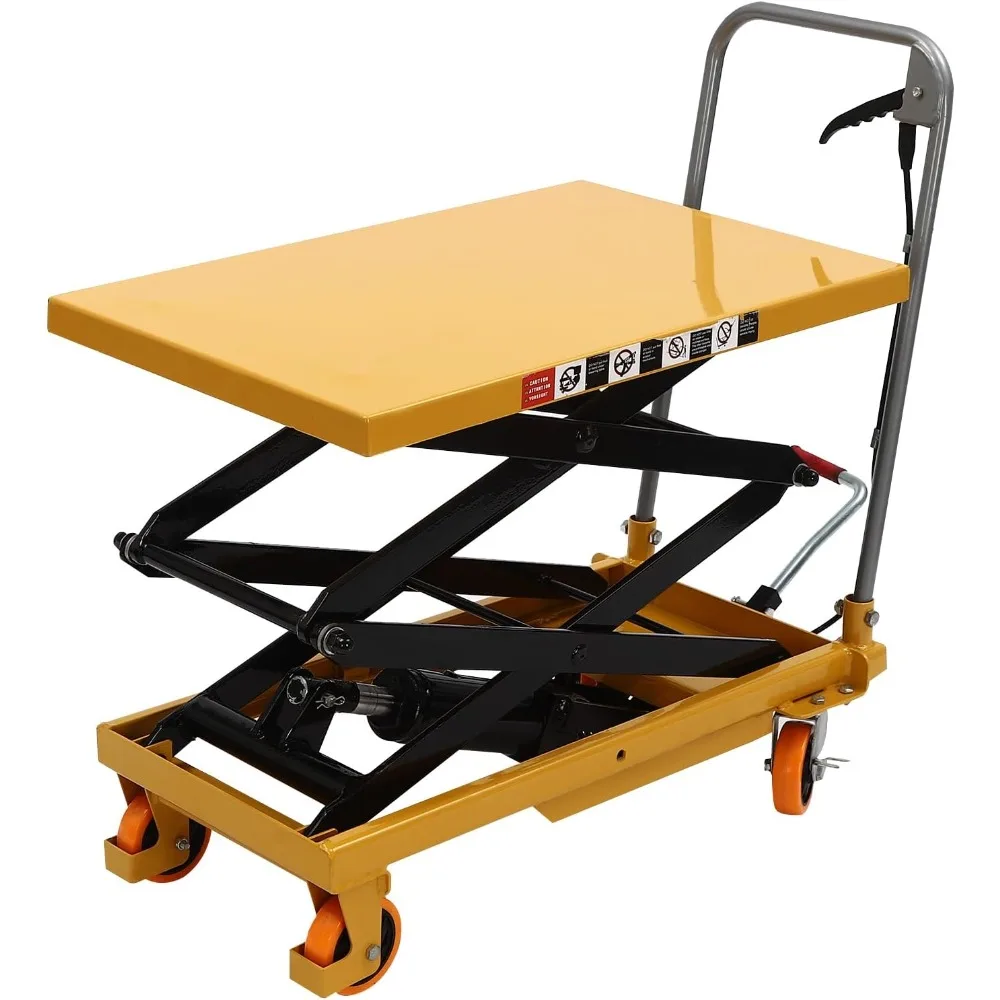 

Hydraulic Lift Table, 330LBS Scissor Lift Table Cart Double Scissor Hydraulic Lifting Trolley Manual Lifting Scissors Trolleys w