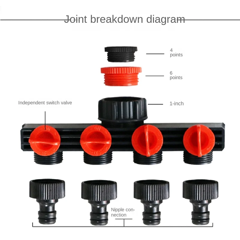 4 Way Hose Splitters For Automatic Watering Water Pipe Linker Timer Faucet Divider-AT64