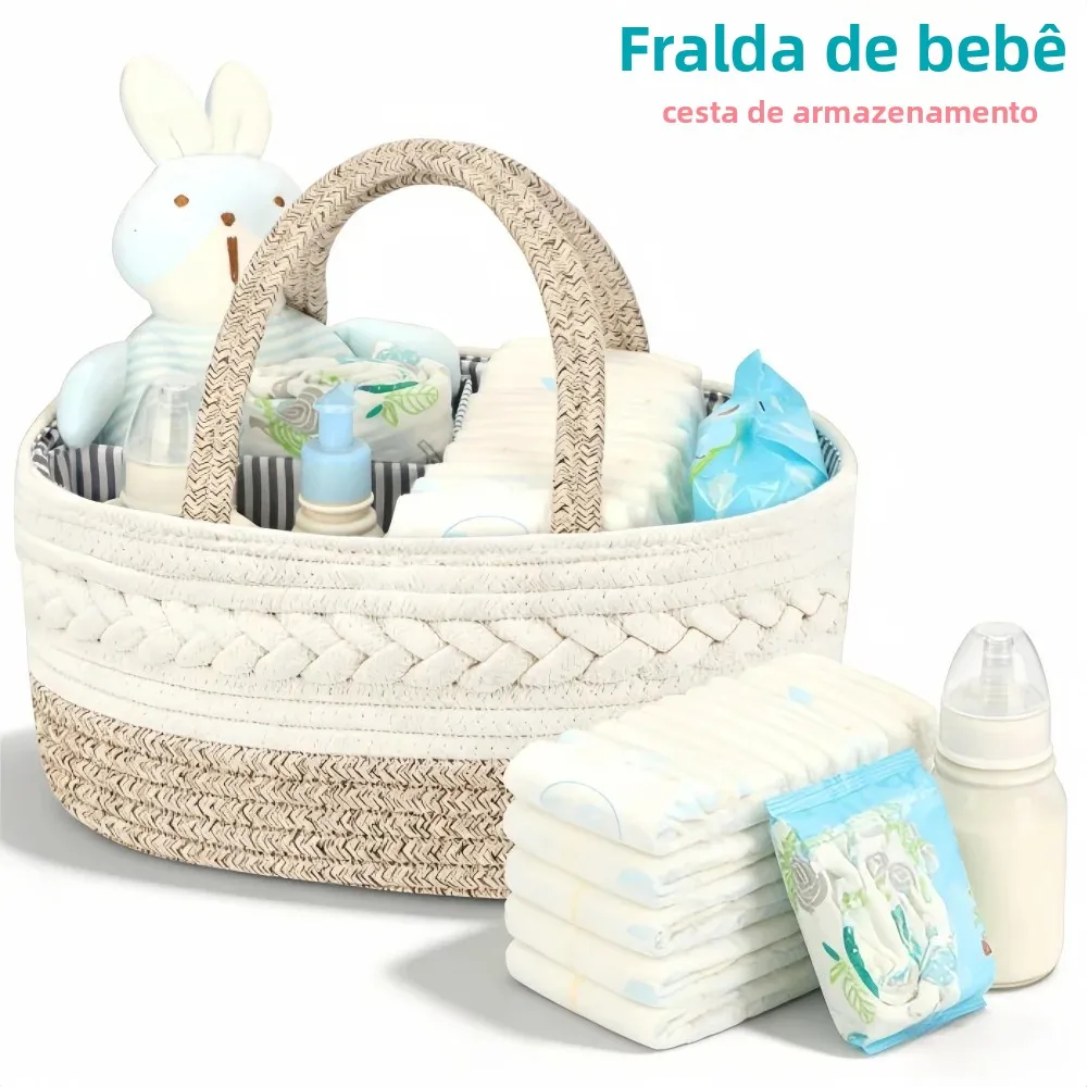 折りたたみ式おむつキャディーオーガナイザー、コットンリネン製ポータブルベビー収納バッグ、保育園用おむつスタック＆キャディー