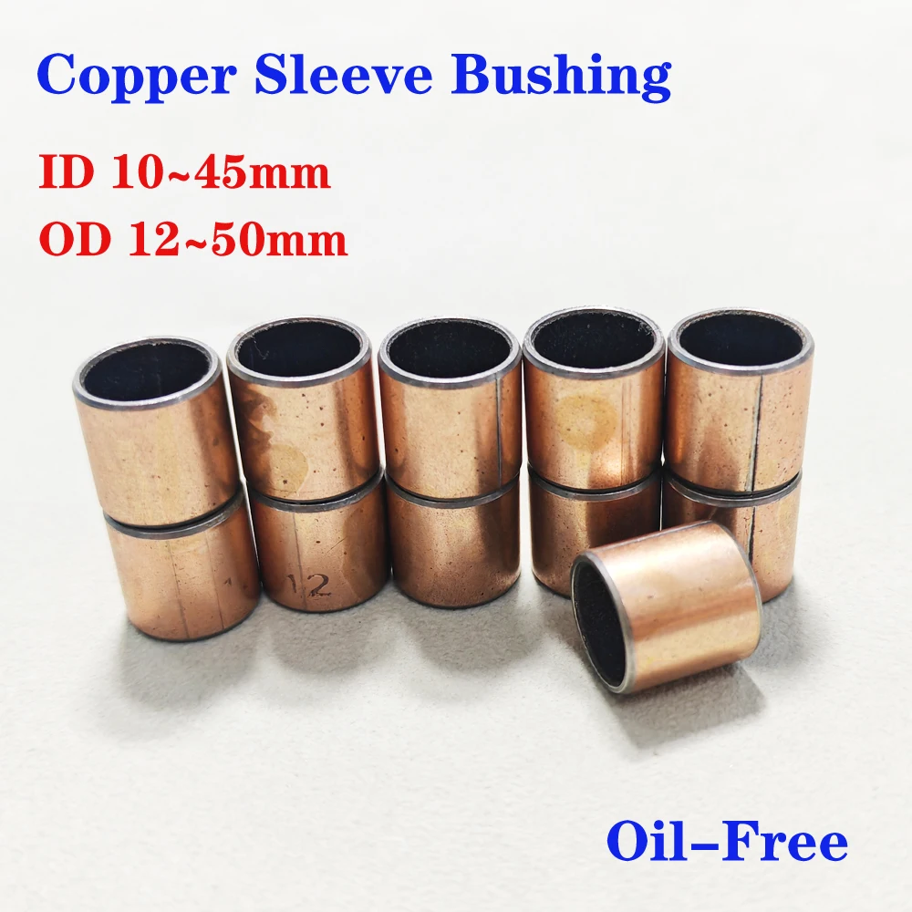 Oil-Free Self Lubricating Composite Bearing Bushing Sleeve Copper Shaft Bushing Metal Copper Sleeve ID 10~45mm OD 12~50mm