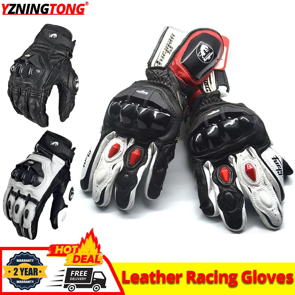 Leather Gloves for Motorcycle Anti Fall Motorbike Road Racing Gloves Men Women Moto Summer Winter Touch Screen Gloves for BMW