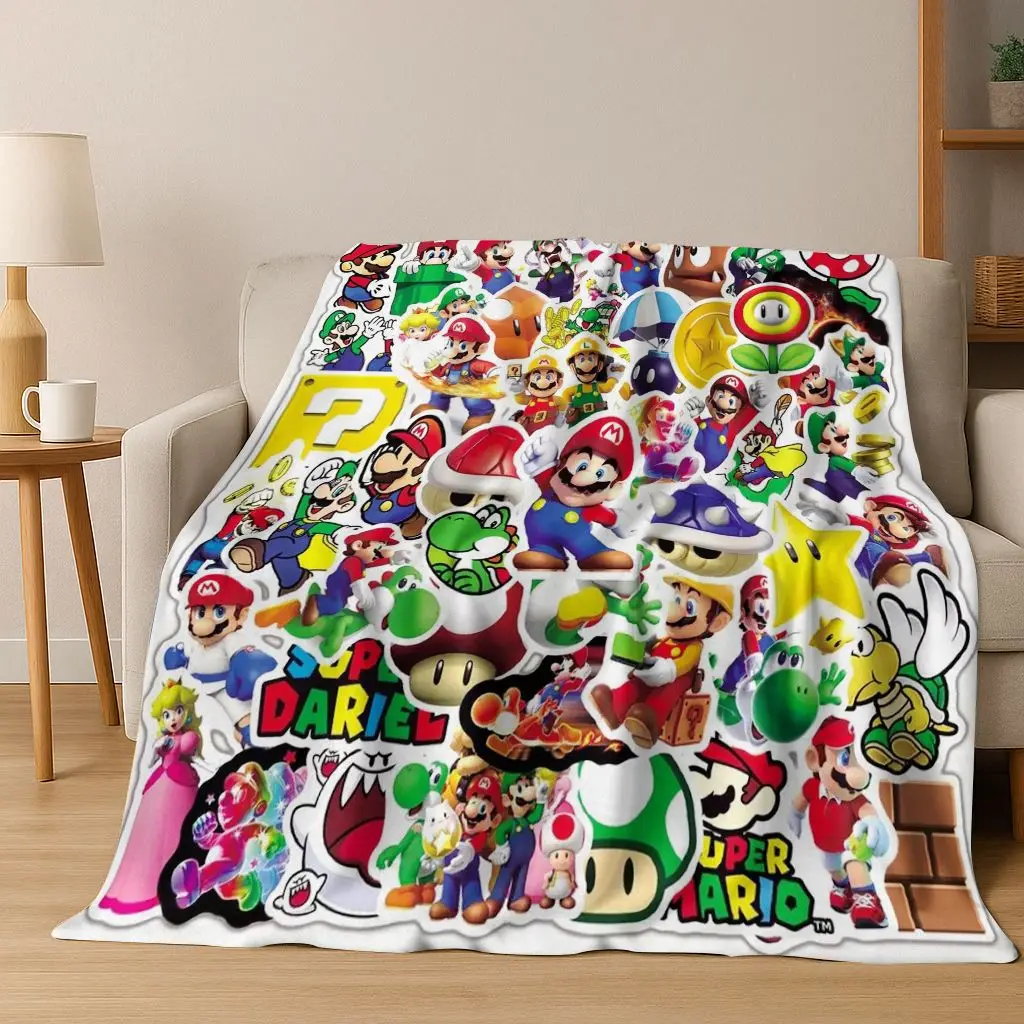ثلاثية الأبعاد سوبر ماريو بروس الكرتون لطيف الطفل الفانيلا بطانية لينة بطانية دافئة لغرفة النوم غرفة المعيشة السرير السفر التخييم نزهة هدية #5