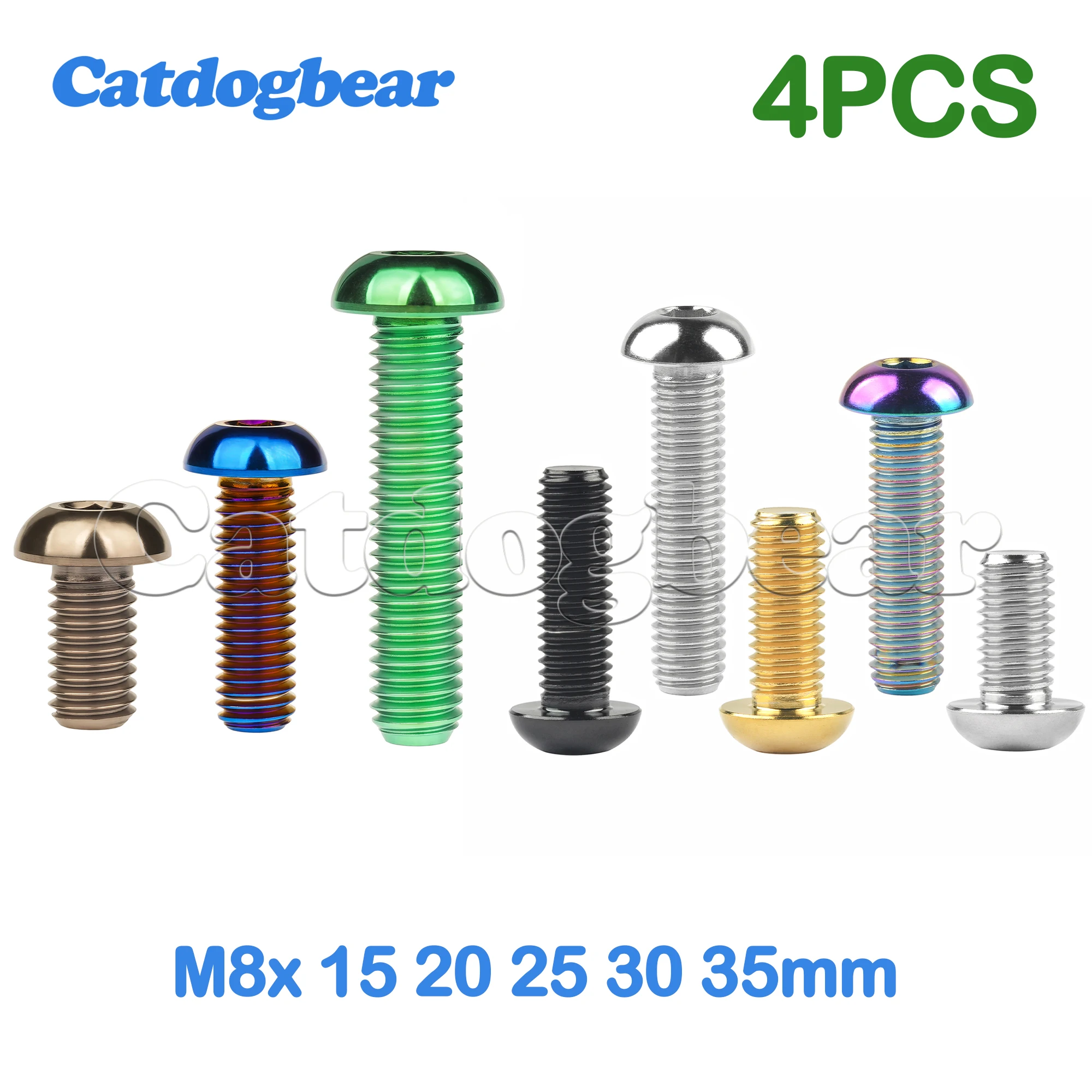 

Catdogbear 4PCS Titanium Bolt M8x15 20 25 30 35mm Allen Key Head Screws for Motor Bike Disc