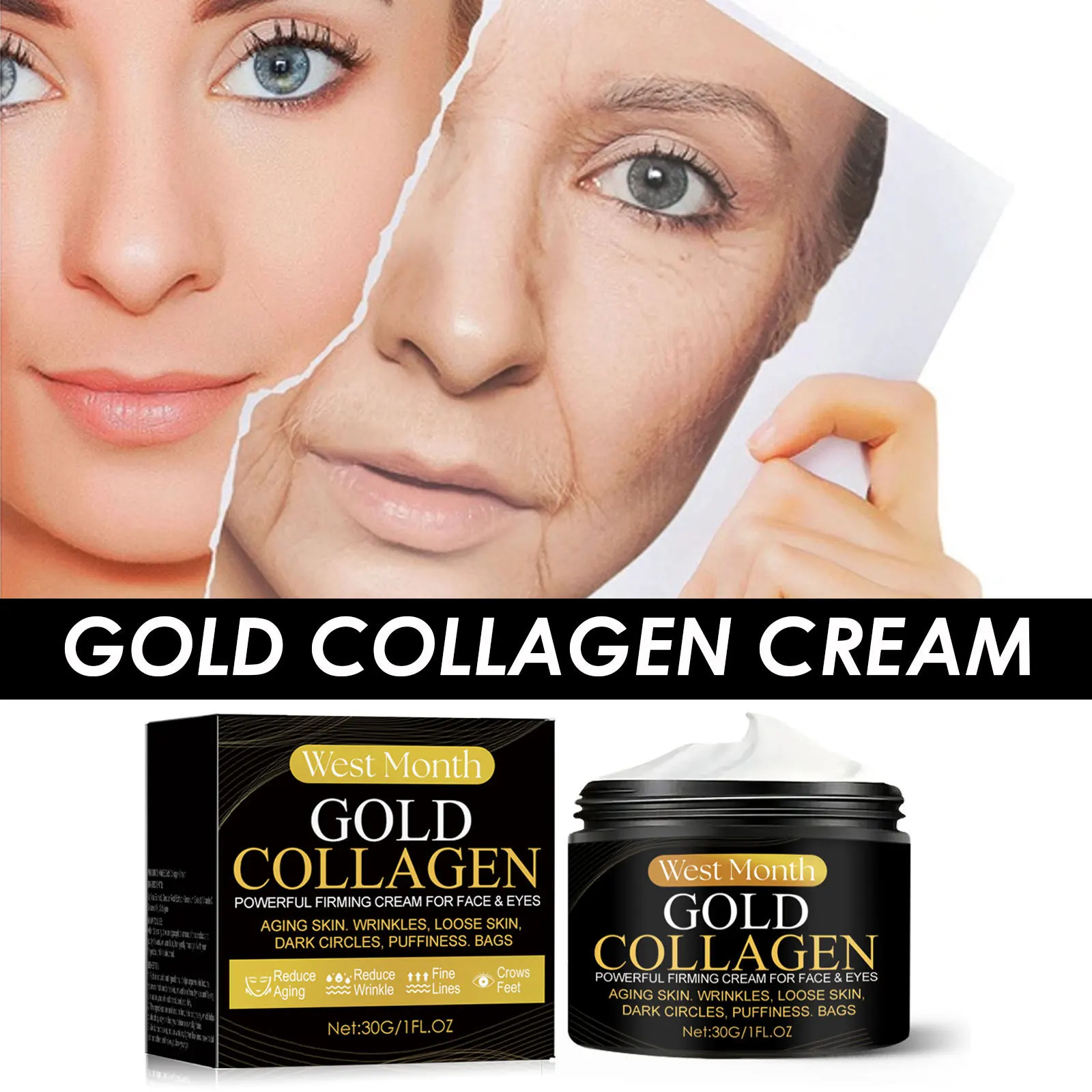 Gold Collagen Cream Effective Anti-aging Moisturizing Wrinkle Remover Powerful Lifting Firming Face Skin Care Cream Cosmetic