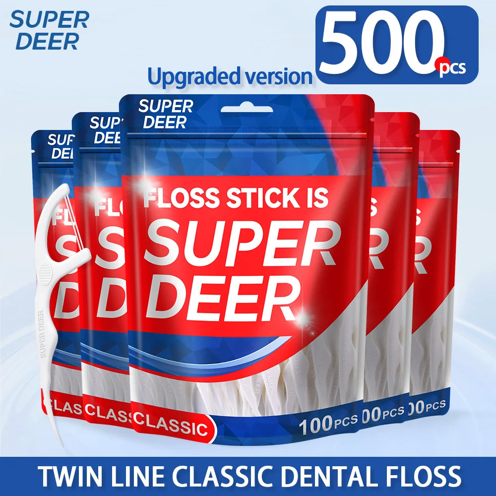 500pcs Twin-line Large Bag Dental Floss Sticks - Clean the Gaps Between Teeth - Portable Disposable Dental Floss Daily Life