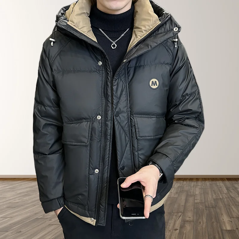 

Men's down jacket, high-quality fabric, white duck down filling, fashionable and casual warm tops and coats