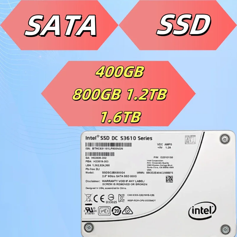 Original SSD DC S3610 400GB 800GB 1.2TB 1.6TB Enterprise 2.5