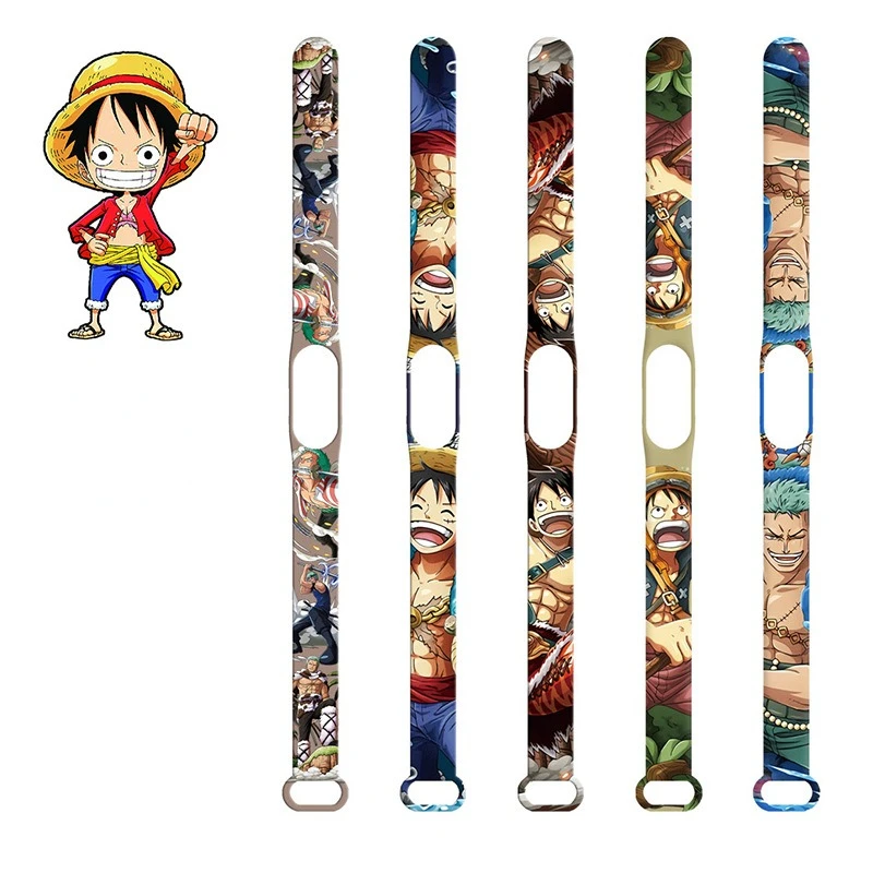 Cartoon One Piece Luffy Watchbands for Xiaomi Mi Band 7 6 5 4 3 Electronic Bracelet Mi3 Mi5 Mi7 Watch Band Anime Nami Wristband