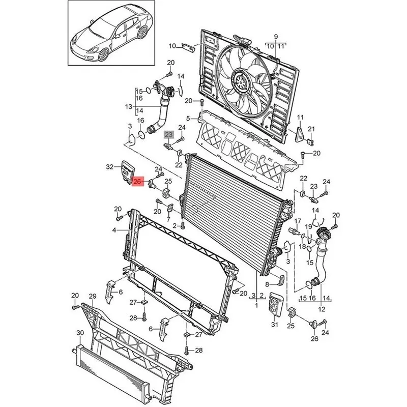 N26R-Holder For Panamera 970 2010-2016 Radiator Support Mount Bracket 97010666003 Car Lower