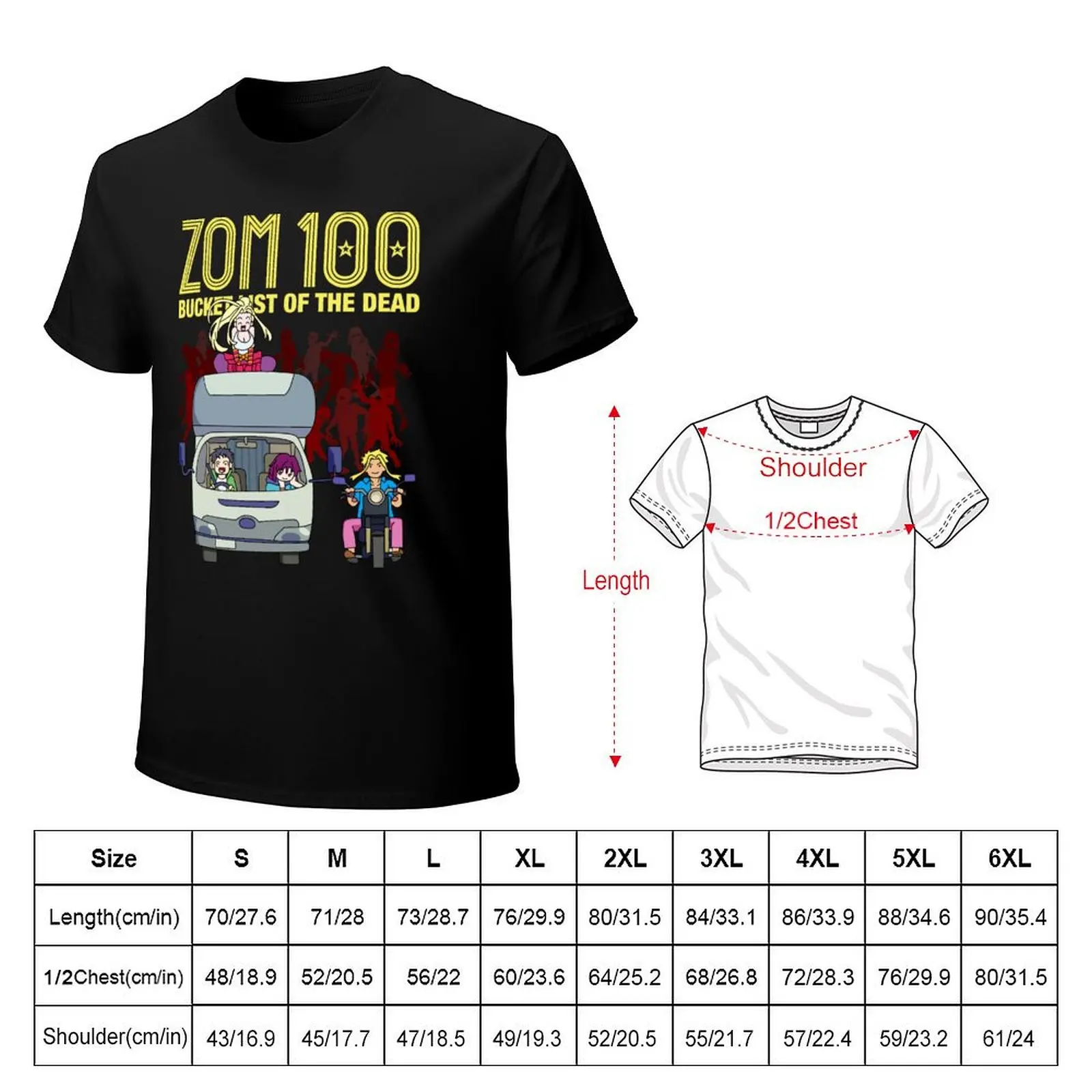 Zom 100: Bucket List of the Dead T-Shirt Big Size Short Sleeve Tee for Men