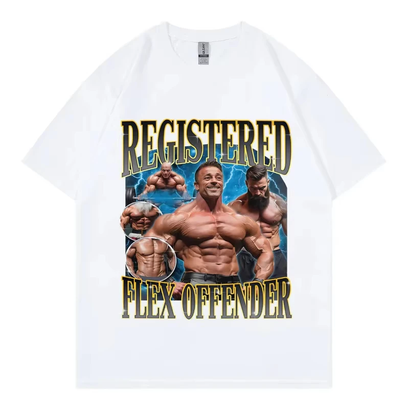 

Funny Registered Flex Offender Bodybuilding Meme T-Shirt Fashion Vintage Short Sleeve T-shirts Unisex Casual Cotton T Shirts