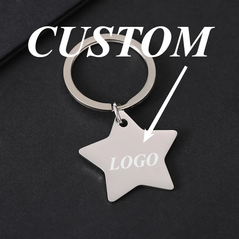 

1 шт., брелок со звездой на заказ, персонализированный брелок для ключей из нержавеющей стали, автомобильные аксессуары, подарок, оптовая продажа