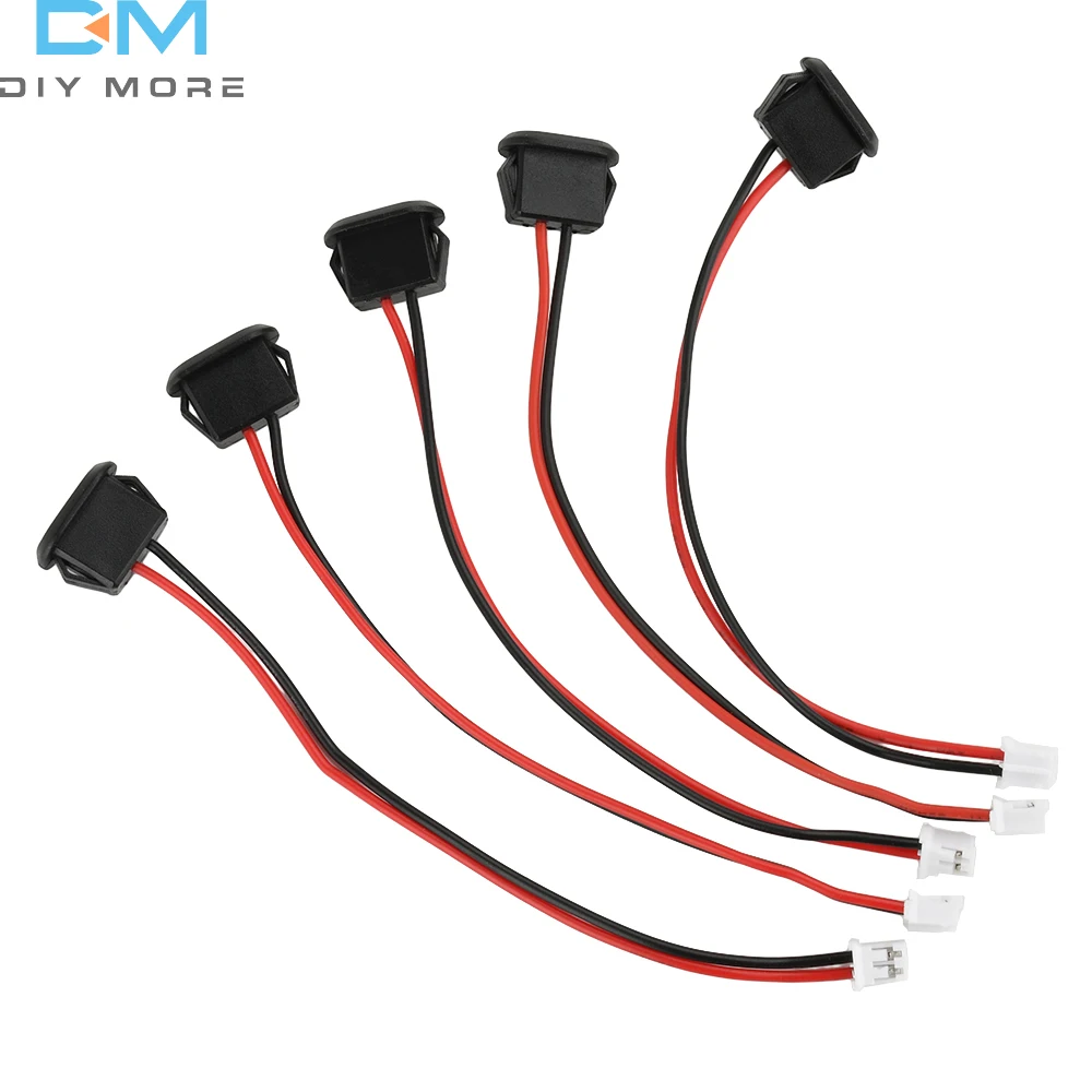 5pcs Type-C Female Chassis IP67 2P Wire Pigtail Cable Extension Power Cable USB-C Plug to 2 Pin Bare Wire Open For Lamps Car