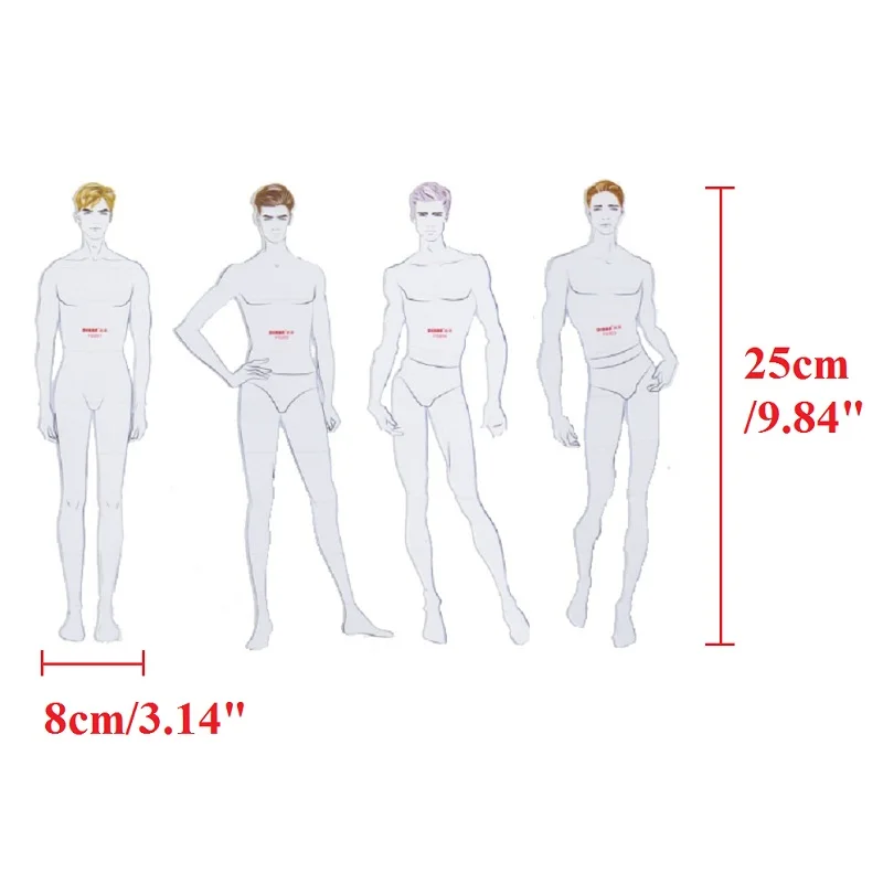 4pcs/set Men\'s Clothing Design Human Body Fashion Dynamic Figure Ruler Fashion Design Ruler for Male