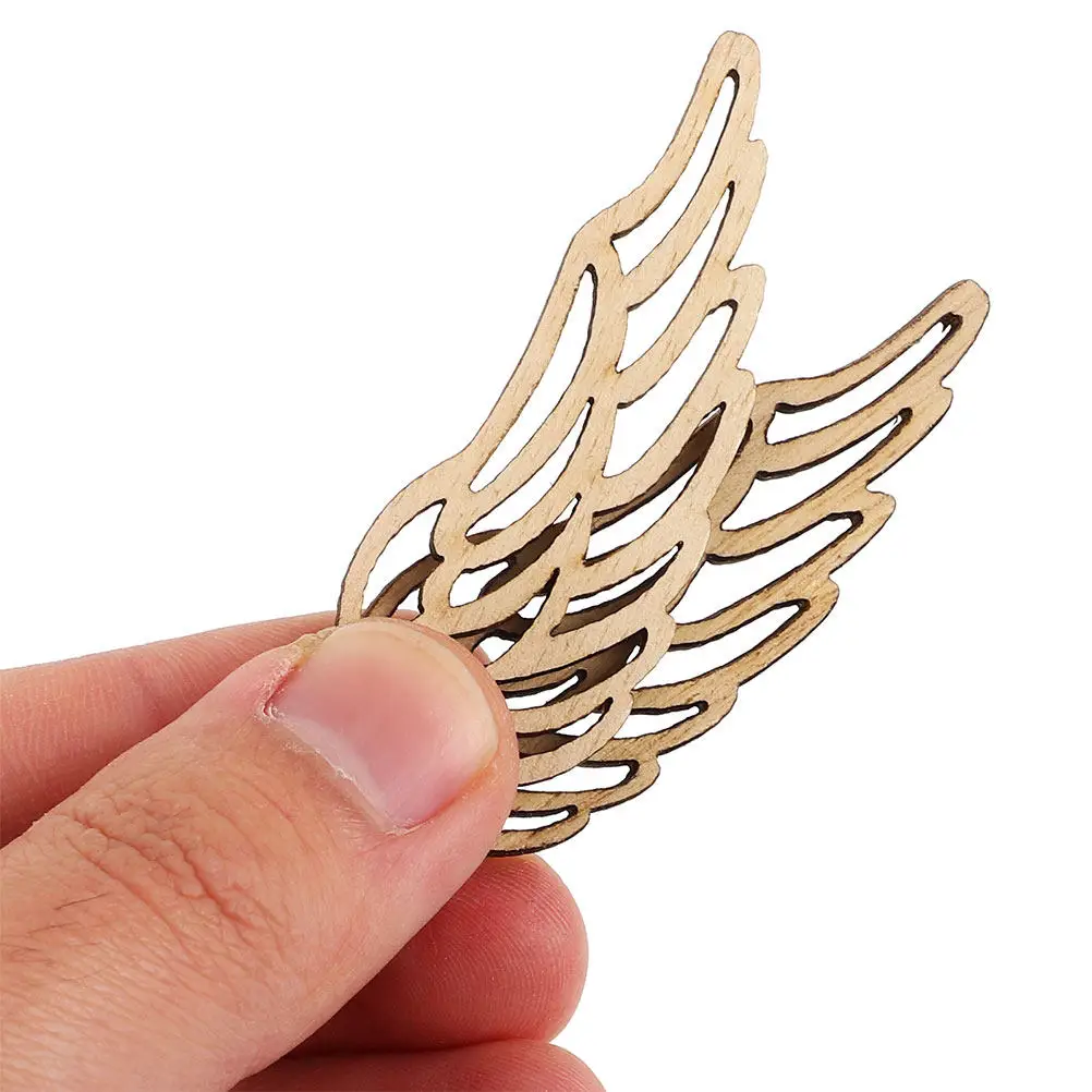 

80Pcs Vintage Wooden Angel Wings Unfinished Natural Wood Embellishments DIY Crafts Home Decor Wedding Christmas Decorations