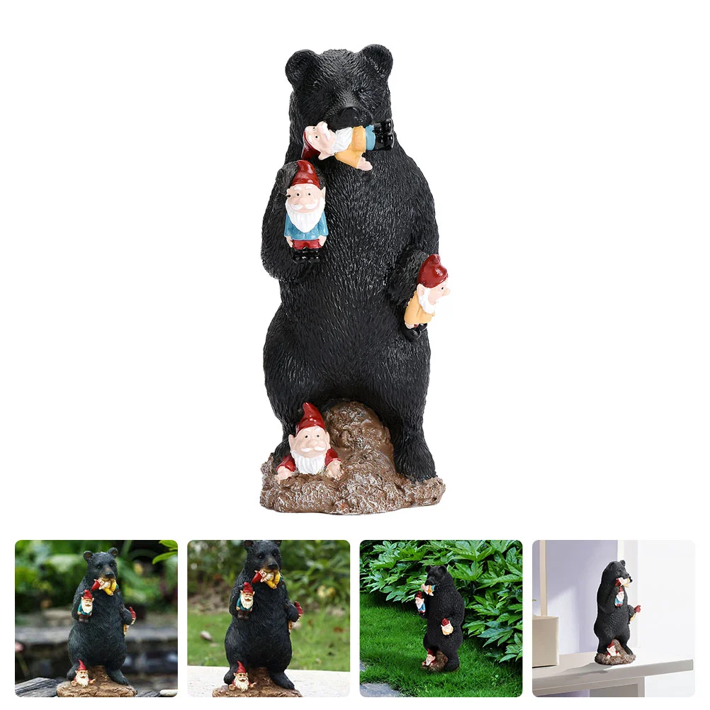 Ornament Black Bear Spirit Figurine Garden Decoration Collection Gnome Sculpture Statue