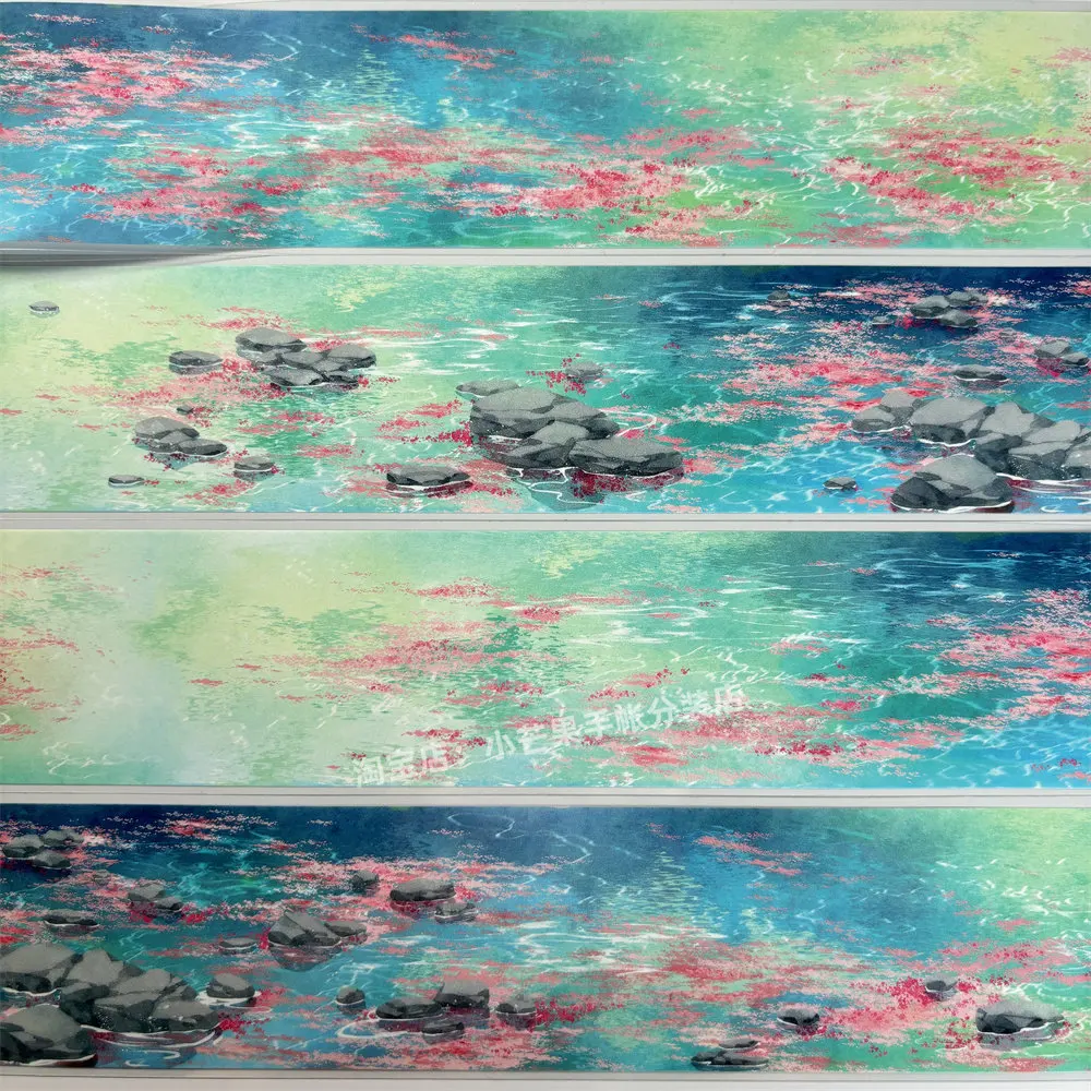 Peach Blossom Pool Water Stone Decorative Stickers for Scrapbook DIY Phone Case Journalwashi pet tape