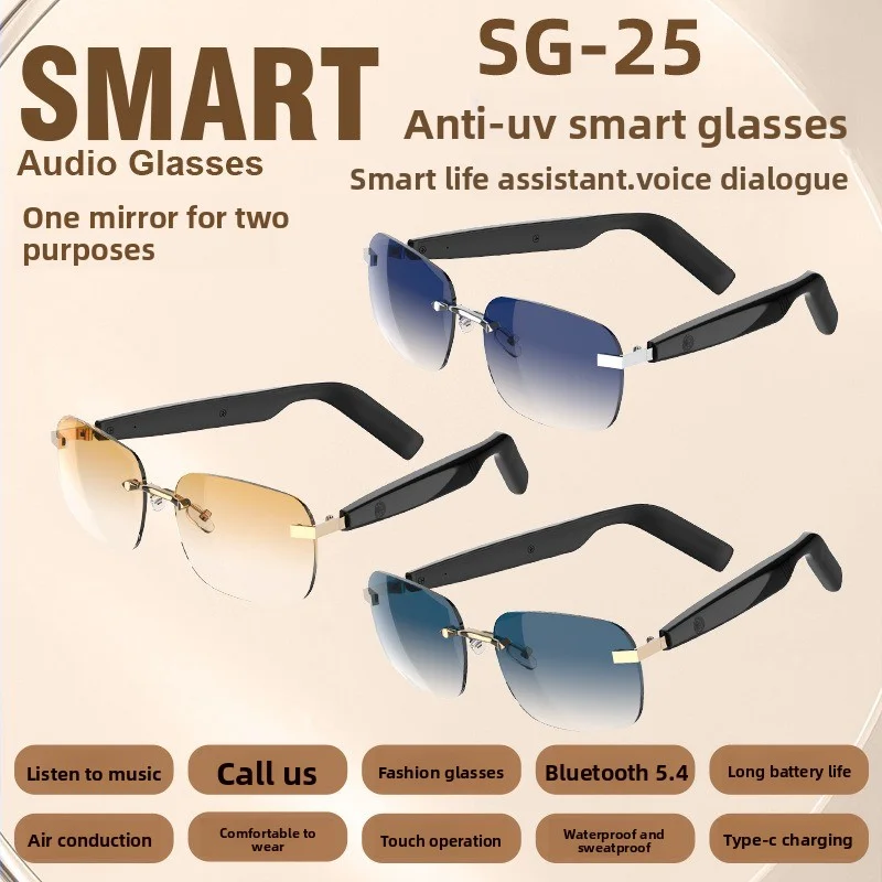 Fashionable high-tech smart Bluetooth sunglasses with UV protection, call and photo functions