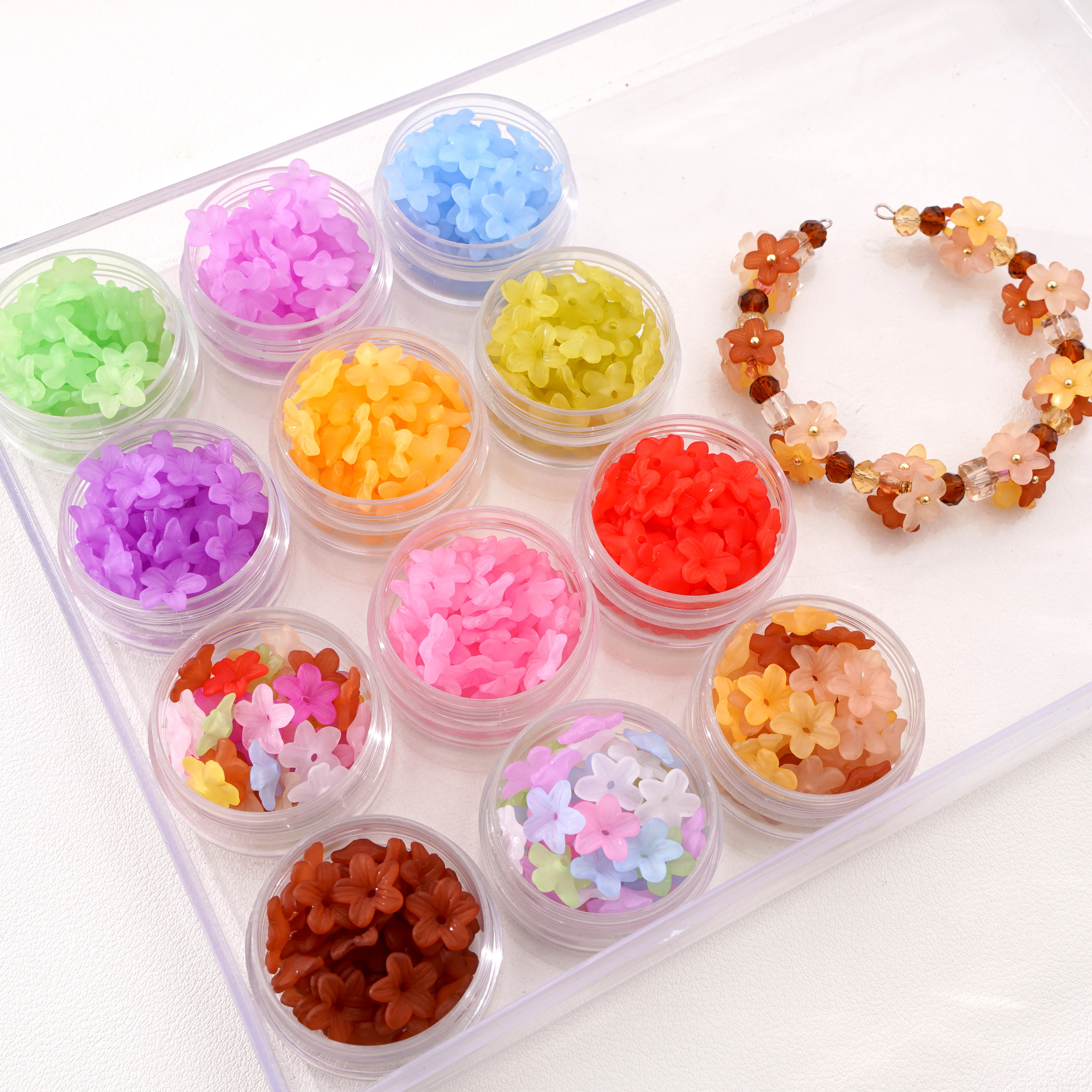 5/10g Acrylic Frosted Flower Loose Spacer Decorative Beads For Jewellery Making DIY Bracelet Necklace Earring Supplies