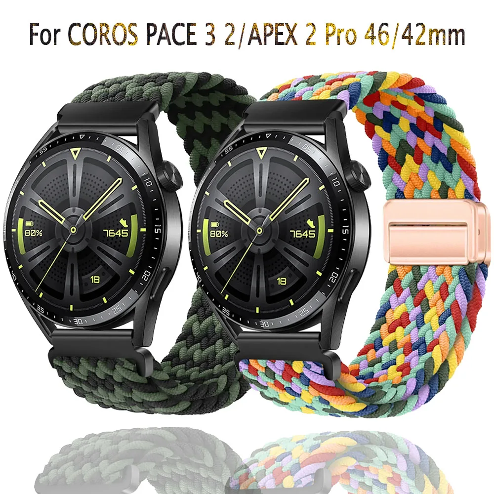 20/22 mm magnetisches Nylon-Armband für COROS PACE 3, modisches geflochtenes Armband für COROS APEX 2 Pro/PACE 2/APEX 46 mm 42 mm Armband