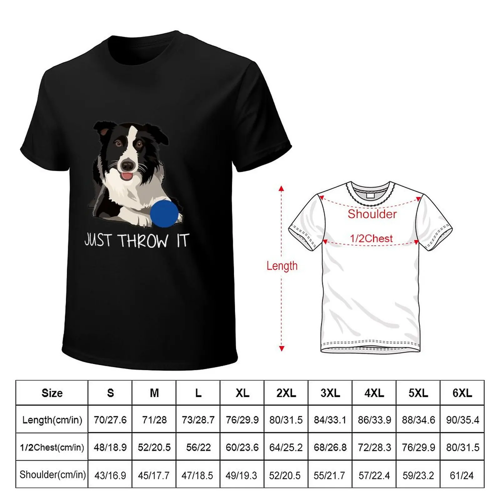 Just Throw It Funny Border Collie Dog T-Shirt Plus Size Loose Short Sleeve Top