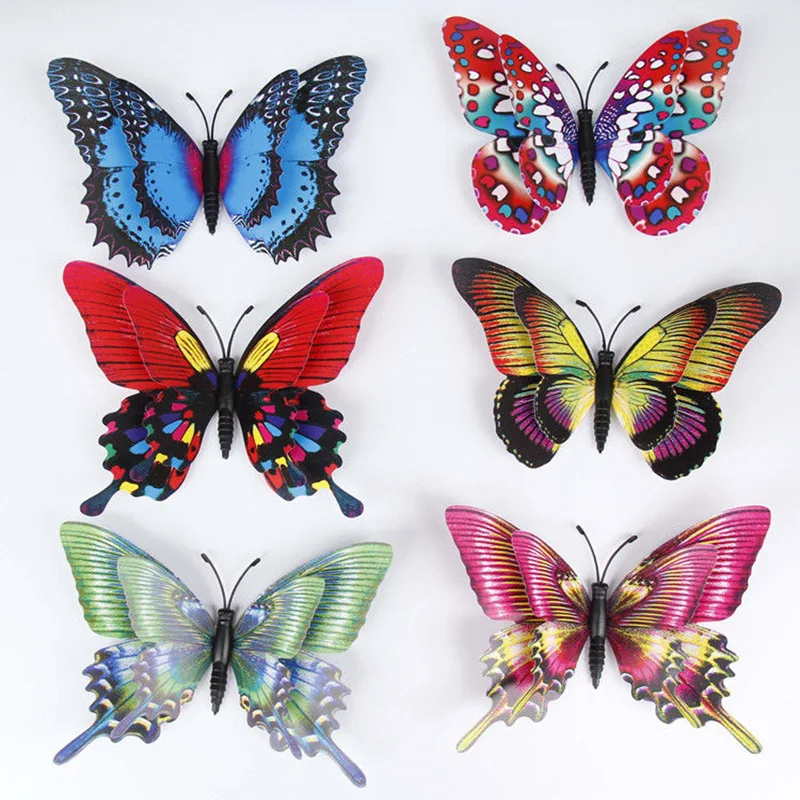 

10Pcs 15cm Double Layer Colorful Butterflies Magnetic Fridge Stickers 3D Realistic Home Garden Decor Simulation Waterproof