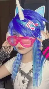 Blaue Perücke DJ Pon 3 Cosplay Perücke MLP Cosplay Farbverlauf Blau Hitzebeständige Kunsthaarperücken