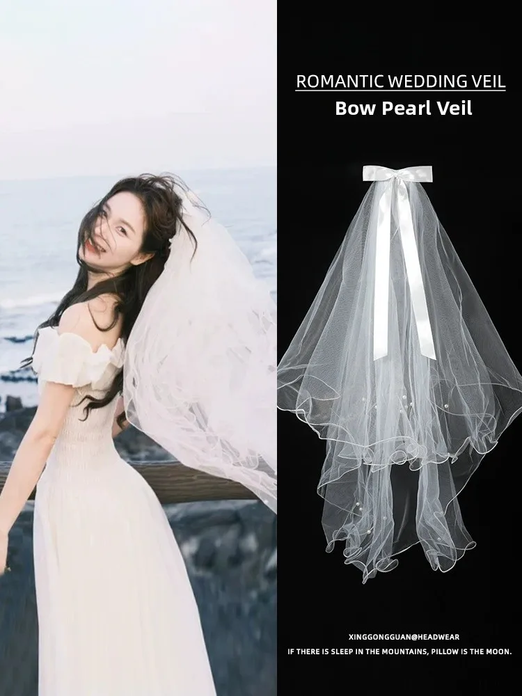 

ort Wedding Veil Bridal Headwear Simple Design for Marriage Registration Proposal Soft Tulle Headpiece for Brides