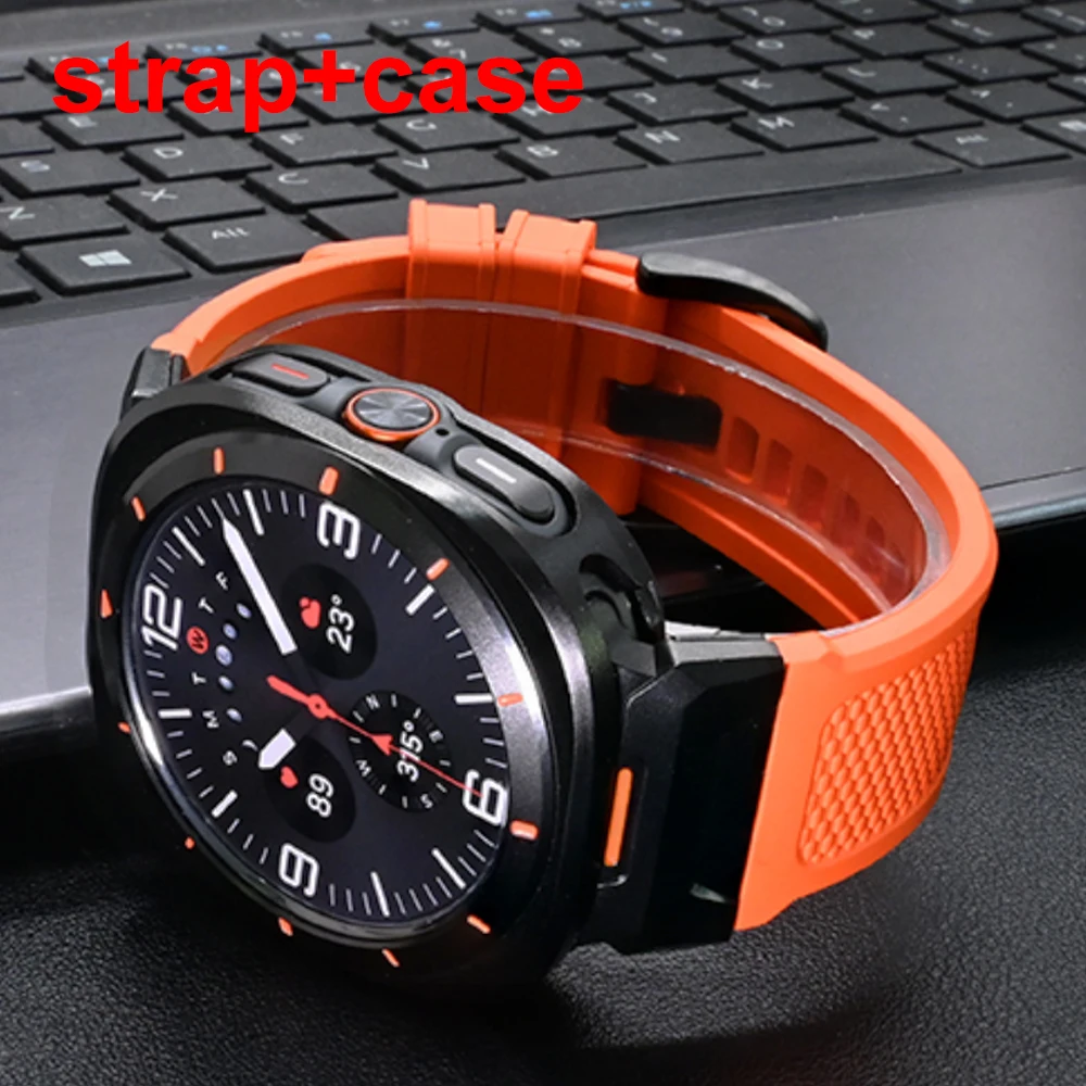 

Silicone Strap+Case for Samsung Galaxy Watch Ultra 47mm Sport Men Band for Samsung Galaxy Watch7 Ultra Bracelet Correa Wristband