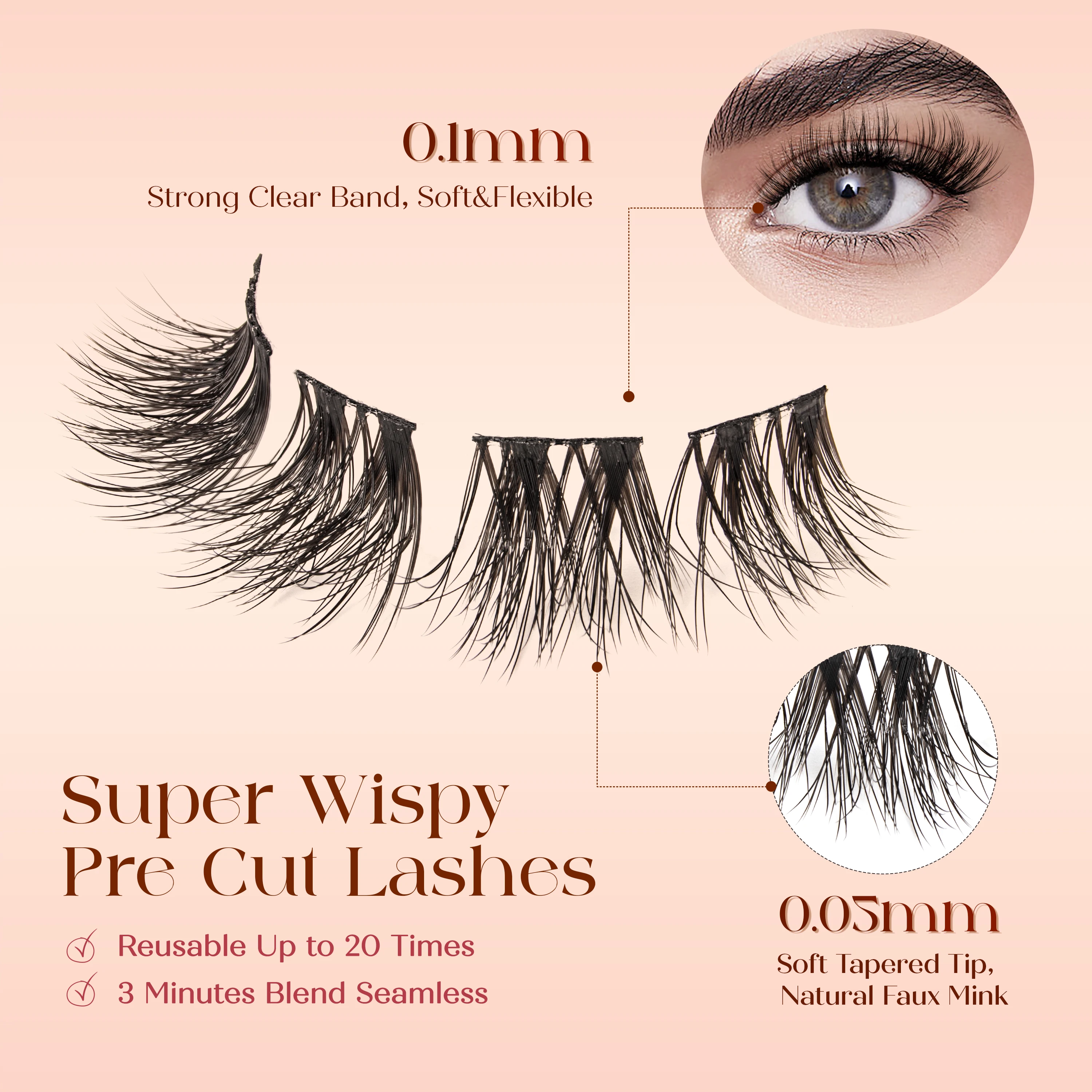 กลุ่ม Lashe ขนตาปลอมธรรมชาตินุ่มและง่าย String Segmented Eyelashes ง่ายสําหรับผู้เริ่มต้นประหยัดเวลาในการแต่งหน้า