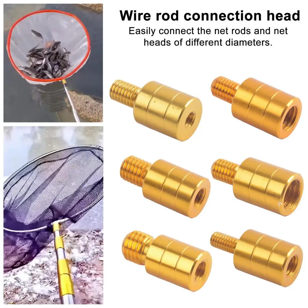 Landing Net Head Connector 6/8/10/12MM Screw Quick Release Dip Net Rod Adapter Metal Converter Fitting Fishing Accessories