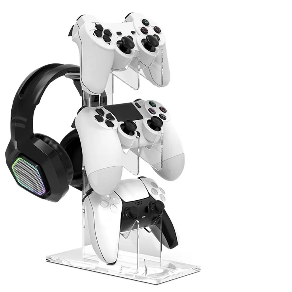 

Practical Acrylic 3-Layer Controller Holder Black Transparent Game Handle Display Stand Stability Universal Headphone