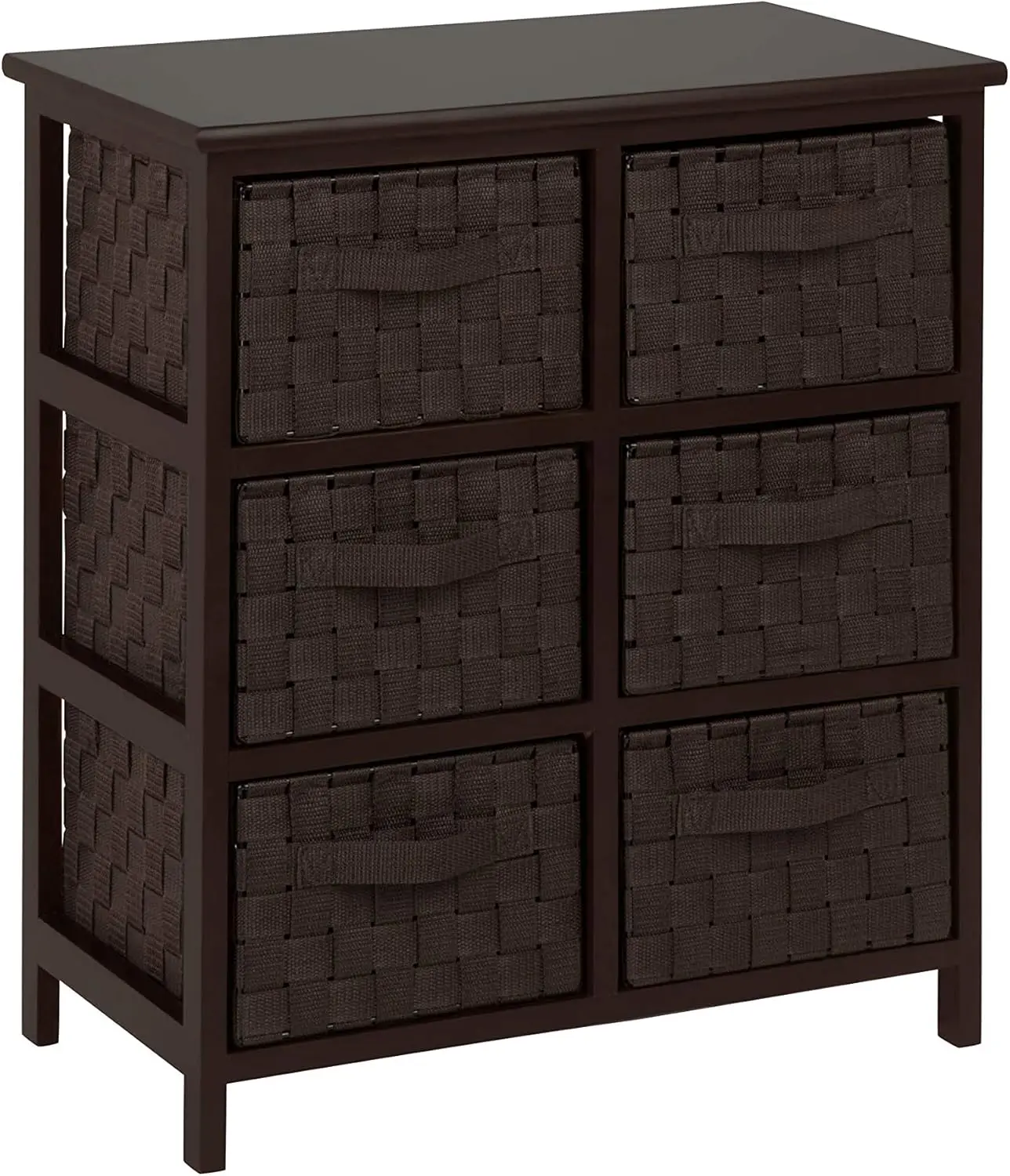 

Home Storage Woven strap 6 drawer chest blk, Espresso, 30 lbs US