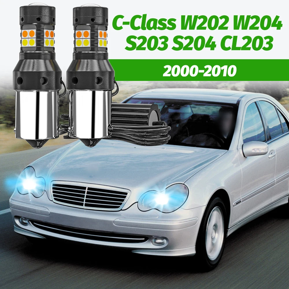 2x Dual-Mode-Blinker + Tagfahrlicht-Zubehör LED DRL für Mercedes Benz C-Klasse W203 W204 CL203 S203 S204 2000-2010