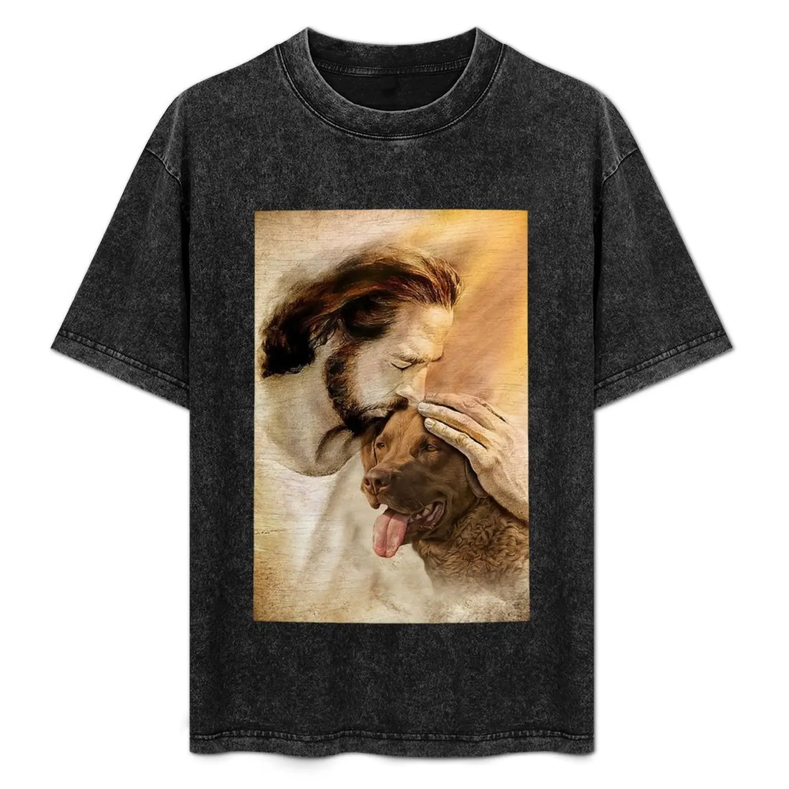 

Jesus with lovely Chesapeake Bay Retriever - for Chesapeake Bay lover T-Shirt Work Wear Simple Tee Shirt