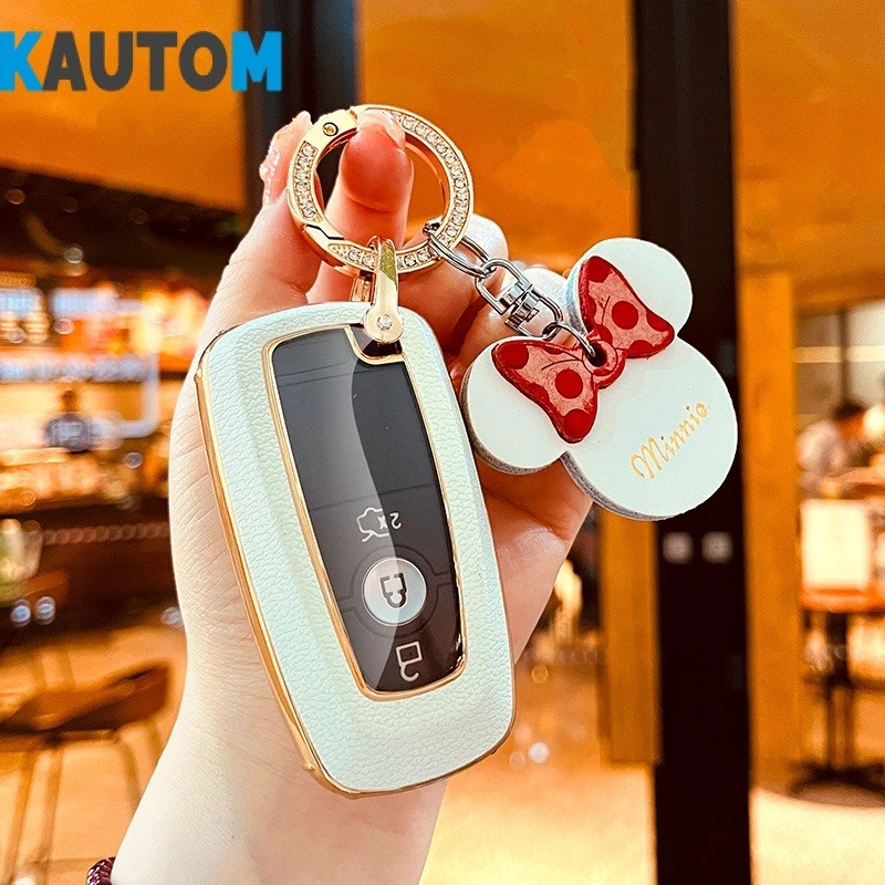 Women Car Leather Key Cover Shell Use For Lincoln Z Corsair Nautilus Navigator Aviator 2022