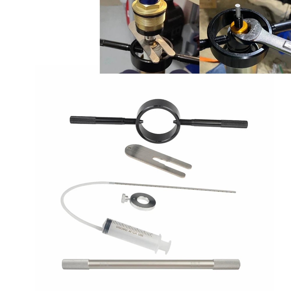 UNIVERSAL MOTORCYCLE FORK SPRING COMPRESSOR TOOL KIT WORKS WITH MOST UPSIDE DOWN SREETBIKE FORKS 6061 ALUMINUM